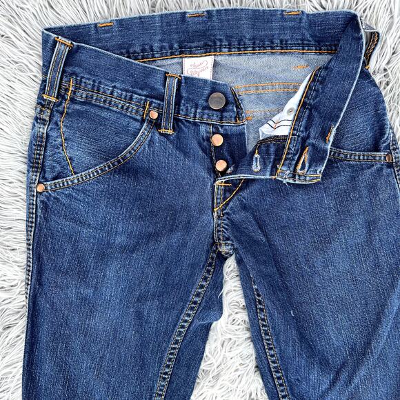 VTG Y2K True Religion Button Fly Flared Low Rise Denim Jeans Leather Patch 27 - Picture 8 of 14